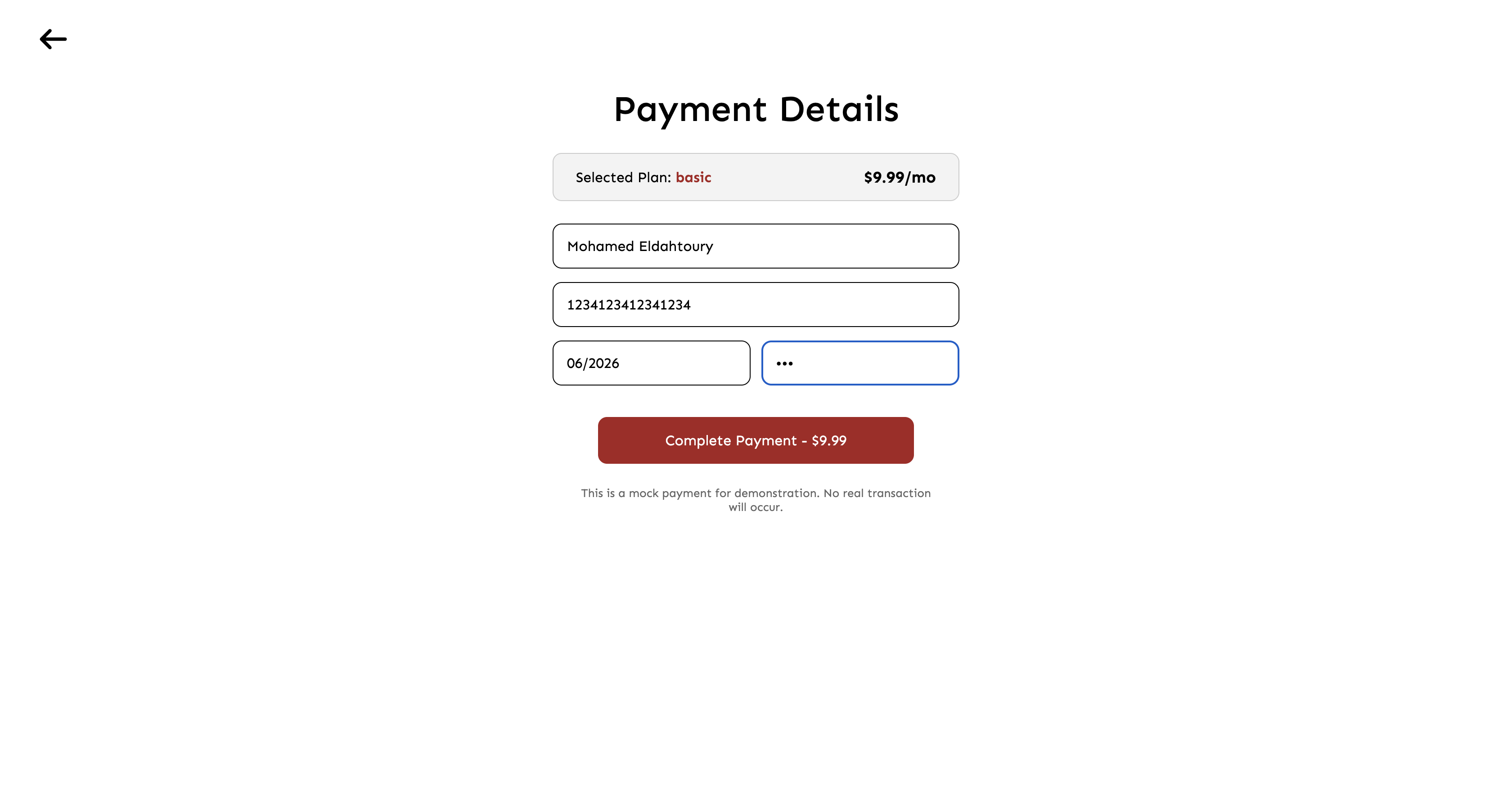 Sign Up and Payment Form